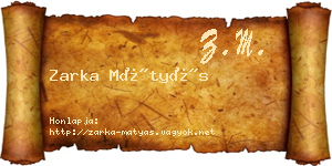 Zarka Mátyás névjegykártya